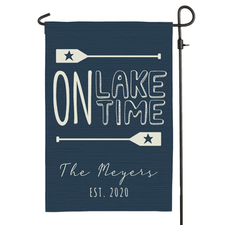 On Lake Time Personalized Garden Flag
