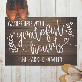 Grateful Hearts Personalized Standard Doormat