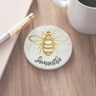Queen Bee Personalized Round Desk Coaster