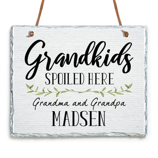 Grandkids Spoiled Here Personalized Hanging Slate