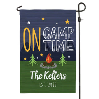 On Camp Time Personalized Garden Flag