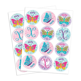 Beautiful Butterflies Personalized Round Sticker - Set of 48
