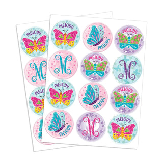 Beautiful Butterflies Personalized Round Sticker - Set of 48