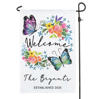 Butterfly Welcome Personalized Garden Flag