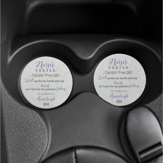 Nurse's Prayer Personalized Car Coaster Set