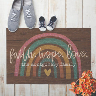 Boho Rainbow Personalized Doormat - 18x27 Inch, 1/4" Thick
