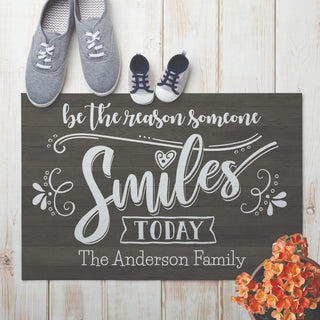Smiles Personalized Doormat - 18x27 Inch, 1/4" Thick