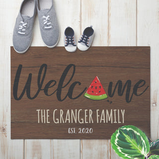 Welcome Watermelon Personalized Doormat - 18x27 Inch, 1/8" Thin