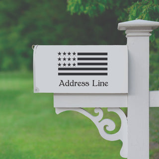 American Flag Personalized Mailbox Black Decal
