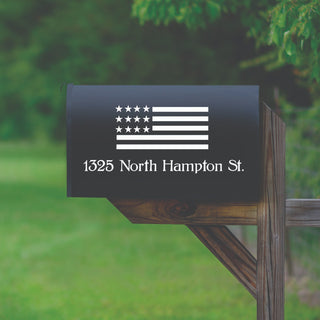 American Flag Personalized Mailbox White Decal