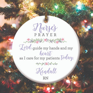 Nurse's Prayer Personalized Round Ceramic Ornament