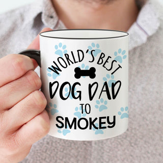 Dog Dad White Coffee Mug with Black Rim and Handle-11oz