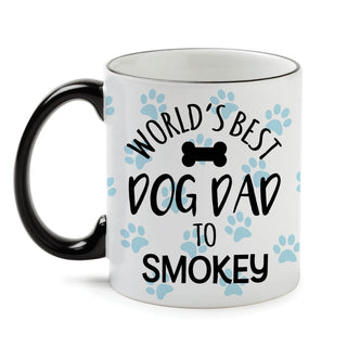 Dog Dad White Coffee Mug with Black Rim and Handle-11oz