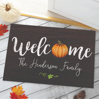 Welcome Pumpkin Personalized Doormat - 18x27 Inch, 1/4" Thick