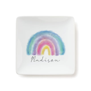 Pastel Rainbow Personalized Square Trinket Dish