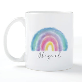 Pastel Rainbow Personalized White Coffee Mug - 11 oz.