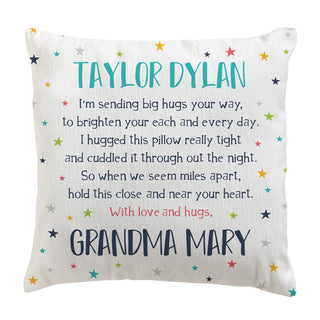 Stars Hugs From Home Personalized 14" Throw Pillow Cover