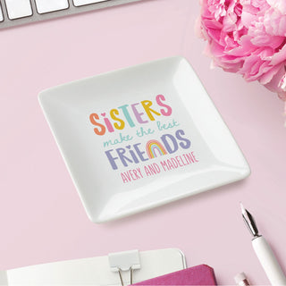 Sisters Make The Best Friends Personalized Square Trinket Dish