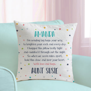 Starry Hugs From Home Personalized 17" Throw Pillow