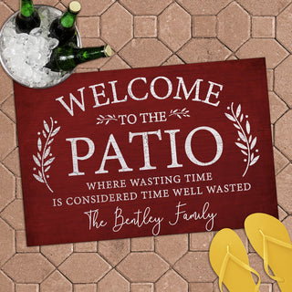 Welcome to the Patio Red Personalized Doormat - 18x27 Inch, 1/8" Thin