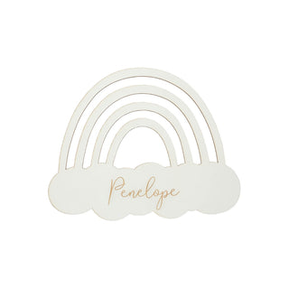 DIY Rainbow Personalized White Wood Hanging Plaque