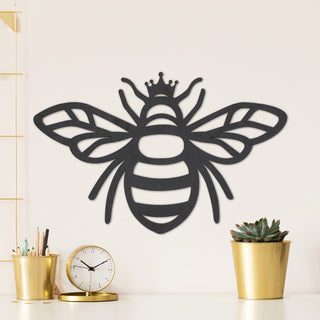 Queen Bee Black Wood Plaque