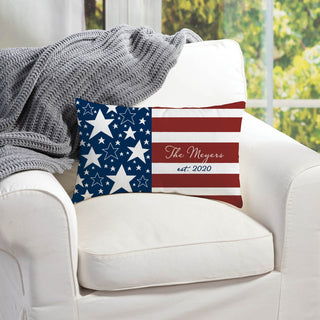 Stars & Stripes Personalized Lumbar Throw Pillow