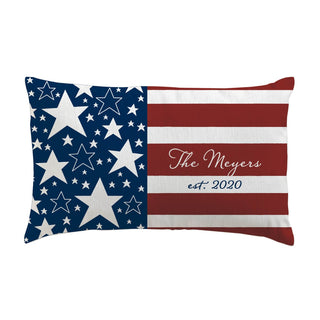 Stars & Stripes Personalized Lumbar Throw Pillow