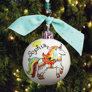 Rainbow Unicorn Personalized Ball Ornament