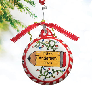 Teacher Pencil Personalized Puff Ornament