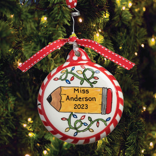 Teacher Pencil Personalized Puff Ornament