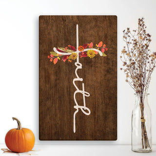 Autumnal Faith Cross Canvas 10x16