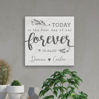 Today Is Our Forever Personalized 12x12 Canvas