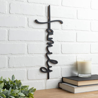 Family Cross Black Wood Plaque