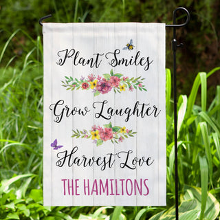 Plant Smiles Personalized Garden Flag