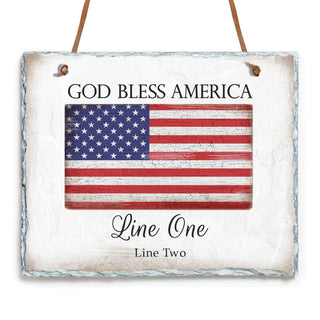 God Bless America Personalized Hanging Slate
