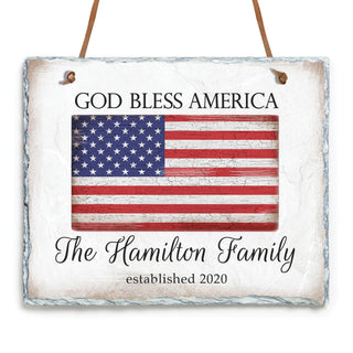 God Bless America Personalized Hanging Slate