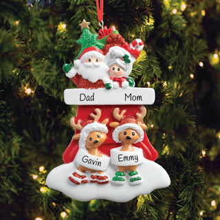 Mr. and Mrs. Claus Chimney Family Personalized Ornament