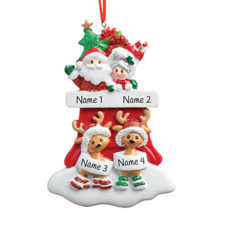 Mr. and Mrs. Claus Chimney Family Personalized Ornament