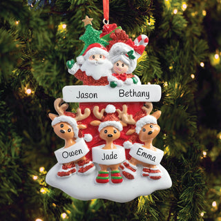 Mr. and Mrs. Claus Chimney Family Personalized Ornament