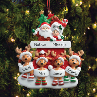 Mr. and Mrs. Claus Chimney Family Personalized Ornament