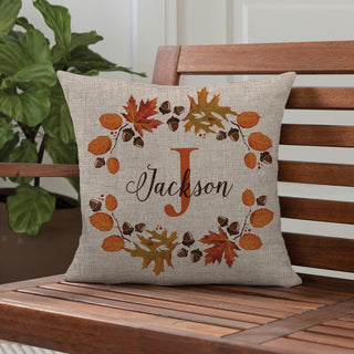 Autumnal Wreath Personalized 17" Throw Pillow