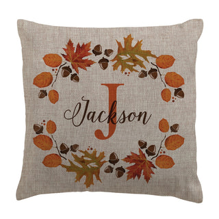 Autumnal Wreath Personalized 17" Throw Pillow