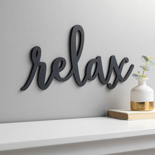 "Relax"  Cursive Wood Wall Art Plaque