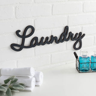 Laundry Black Painted Wood Plaque