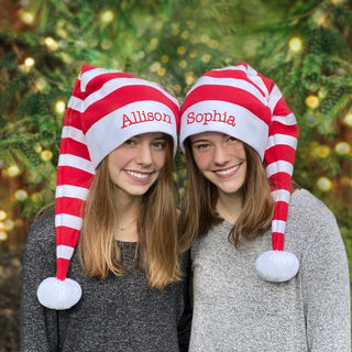 Red & White Striped Personalized Elf Hat 