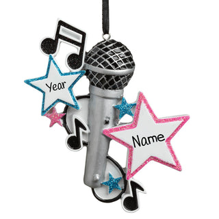 Stars, Music Notes, And Microphone Personalized Ornament