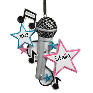 Stars, Music Notes, And Microphone Personalized Ornament