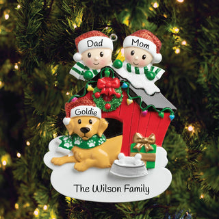 Yellow Dog And Family Personalized Ornament