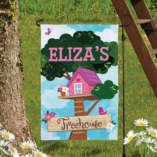 Girl's Treehouse Personalized Garden Flag